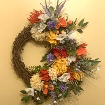 Autumn Floral Grapevine Wreath Thumbnail